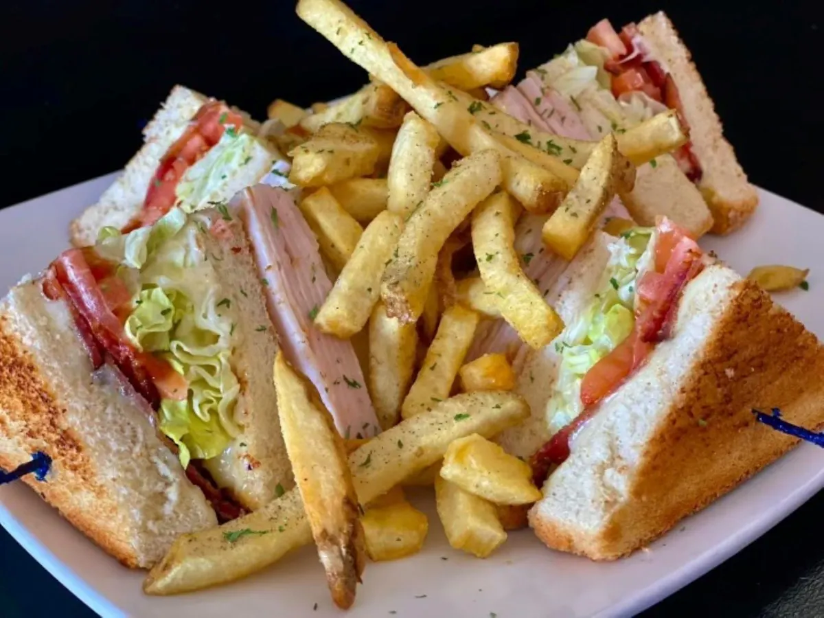 a sandwich and fries on a plate